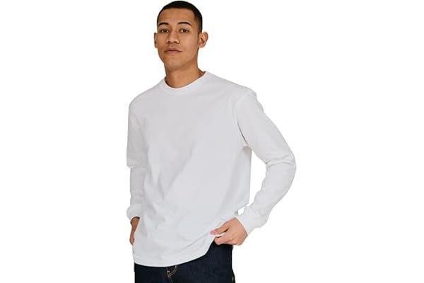 Hanes Beefy-T H5186 Men's Long Sleeve T-Shirt, Set of 1, 100% Cotton, Thick Fabric, Solid Colors