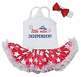 [キッズコーナー] アメリカの独立記念日 7月4日 Independence Day ベビー服 ヘアバンド付き ワンピースドレス チュチュ(Little Miss Independent, 6-12 