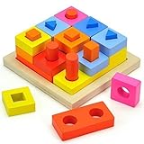 シンプルファンの幾何 はめ込み立体パズル 木製ブロック 木製パズル 積み木 組み合わせ カラー認識 形合わせ 子供幼児 知育おもちゃ 木のおもちゃ by シンプルファン [並行輸入品]