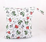 エルフ ベビー (Fairy Baby) 赤ちゃん専用防水おむつ収納バッグ ダブルジッパー ニットプリント ストラップ付き（28*36cm，にわとり）