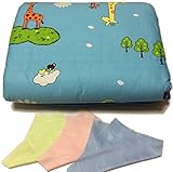 おねしょ シーツ おねしょ マット 防水 ふわふわ 敷きパッド ベビーベッド ベットカバー ベット シーツ ベビー布団 ベビーサイズ キリン柄 (万能マイクロファイバー付き)