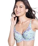 [ニッセン] ブラジャー レディース 脇高フルカップ（チューリップ柄）（日本製レース）（トリンプ）（n、FULLRE） アクアブルー F75