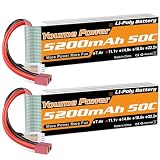 11.1vリポバッテリー5200mAh、3Sリポバッテリー50CディーンTプラグ、RCカー/トラック、ボート、ドローン、バギー(2パック)