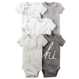 カーターズ Carter's 男女兼用グレーアニマルフレンド半袖ボディスーツ5枚セット (9months(67-72cm)) [並行輸入品]