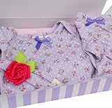 ビジュー&ビー オリジナルギフトセット ドットと小花シリーズ パープル サイズ60、70、80(ロンパース+レッグウォーマー+ヘアバンド) BBTAM02-PU70