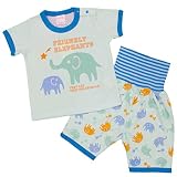 ベビーパジャマ[enfant pur]男の子|男児|子供用|ぞう柄腹巻付半袖パジャマ上下セット 90cm ミント