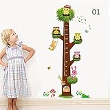 Growth Chart Cartoon Animals Height Wall Stickers Vinyl Removable for Kids Rooms (01) [並行輸入品]