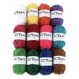 SCYarn 韓国産たわし糸12色セット 1玉当たり 35g 約75m 計400g、900m ポリエステル毛糸(レインボー)