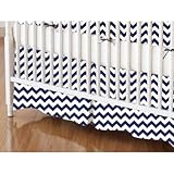 SheetWorld - Crib Skirt (28 x 52) - Royal Blue Chevron Zigzag - Made In USA by sheetworld