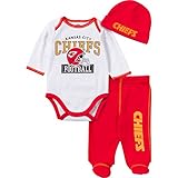 NFL Kansas City Chiefs Baby Boyボディスーツ、Footedパンツ&キャップ レッド