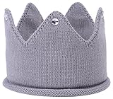 (ラボーグ)La Vogue 赤ちゃん ベビー ヘアバンド ニット 王冠 クラウン 髪飾り 帽子 キッズ 子供 新生児 キャップ 撮影 誕生日 結婚式 出産祝い グレー