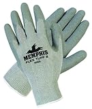 Memphis Glove 9688XL FlexTuff II Latex Palm Medium Weight Men's Gloves with White Hemmed Cuff, Gray,