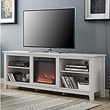 ホワイトウォッシュ木製70インチテレビスタンド暖炉スペースヒーター