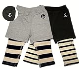 (ブルーアズール)BLUEU AZUR 重ね着風 ニットパンツ 110cm 120:グレー