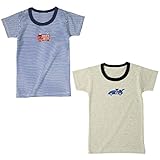 mikihouse Double_B(ミキハウスダブルB)電車&レーシングカー 半袖Ｔシャツセット(２枚１セット)(子供の肌着) ９０ｃｍ,紺（０３）