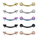 Perfk 10個入り ピアス　眉　臍　耳管　装飾品　ステンレス　アクセサリー　ジュエリー　5色　全4サイズ　 - 12ｍｍ