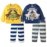 (ネイビー/95cm)ベビー服 男の子 パジャマ 長袖 上下組 トレーナースーツ 裏起毛 ボーダー柄 ロゴプリント 男児 ベビー