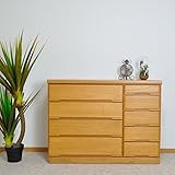 幅120cm 高さ90cm　120ローチェスト ４段 5段 日本製 国産 桐 桐無垢集成材 タンス 完成品 (ナチュラル) AYU-3-132-NA