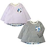 (パープル/95cm)ベビー服 女の子 Tシャツ 長袖 バック切替 リボン テールカット 胸ポケット 女児 ベビー