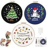 刺繍キット 北欧 刺しゅう3セット 初心者 クリスマス飾り 手作り 玄関 壁 図案印刷済み 刺しゅう基本ステッチキット クロスステッチキット