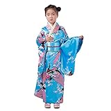 （キッズクール） Kids Cool 綿 女の子用 ?真?孔雀プリント着物 児童 公演 パフォーマンス 撮影 写真 服装