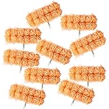 Fenteer 約144個　ミニチュアローズ　フラワー　造花　結婚式　花束　DIY　工芸品　装飾　バラ　結婚式　パーティー　ベビーシャワー　バレンタインデー　多色選べる - オレンジ