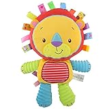 Happyハッピー耳　ベビーベッド　ベビーカー用おもちゃ　音鳴り　鈴を振る玩具　可愛い動物ぬいぐるみ　知育玩具　視覚　聴覚に刺激　出産お祝い　プレゼント (ライオン)