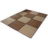 市松模様 折りたたみ 竹製 ラグ マット 約３畳用 １９５×２６０ｃｍ ６５ｃｍ×１２枚