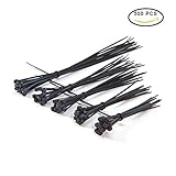 PandaHall Elite 約500本入 5サイズ 黒 ナイロン結束バンド 収納バンド インシュロック スーパーグリップ ワンタッチロック