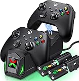 コントローラー充電ステーション 2x2550mAh 充電式バッテリーパック Xbox One/X/S/Elite/Xbox Series X|S用 高速充電ステーションドック Xboxコントローラー用バッテリーカバー4個付き