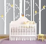 Nursery Birch Tree Wall Decal Set With Owl Birds Forest Vinyl Sticker Birch Tree Wall Decal Birch Tr
