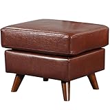 タンスのゲン レザースツール ポケットコイル オットマン ヴィンテージ風 アンティーク PVC レトロキャメル 48600004 00