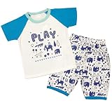 キッズパジャマ[enfant pur]男の子|男児|子供用|PLAY動物柄(ラグラン)半袖パジャマ上下セット 100cm ネイビー