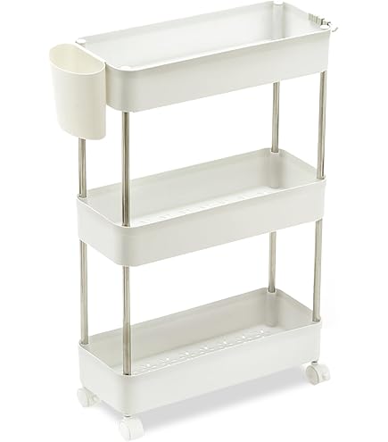 Amazon.co.jp: HAC(ハック) 4段スリムキャスターラック ホワイト 4段