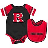 幼児NCAA Rutgers Scarlet Knights roll-outボディスーツとよだれかけセット レッド