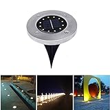 Wholehot　LEDソーラーガーデンライト　埋め込み式　12LEDソーラーライト　ソーラー充電式　夜間自動点灯　屋外照明　車道/芝生/ 庭/公園に　アウトドア用ライト　IP44防水対応　(1個入り