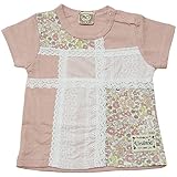 【本体綿100％】2018年 夏物 UZULAND ウズランド 小花ブロック切替 半袖Ｔシャツ ピンク◇95cm