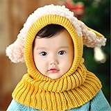 meolinベビー暖かいニット帽子犬モデリングConjoinedキャップ冬イヤーフラップフード帽子スカーフwith Ears As Description イエロー 6
