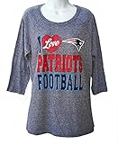 I Love New England Patriots FootballレディースサイズLarge 3 / 4杢チャコールグレーshirt- Ladies