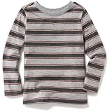 オールドネイビー OLD NAVY/ ストライプクルーネックティ ニュートラルストライプ トップス長袖Tシャツ 2歳【並行輸入】