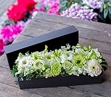 アレンジメントフラワー ギフト サプライズ BOX フラワー ワイド型 ( 白 グリーン 系 )