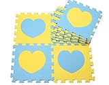 10個ブルー+イエロープリンセスハートFoam Play Mat Selected by MTOO再生 – インドアKids Play Matフロアマットfor Kids