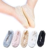 [インソミラ] InSomila 子供 靴下 女の子 ソックス レース 5足セット 滑り止め付き ショートソックス ガールズ (5才～10才）