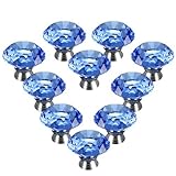 10pcs 40 mmクリスタルガラスダイヤモンド形状キャビネットノブ食器棚引き出しプルハンドル ブルー