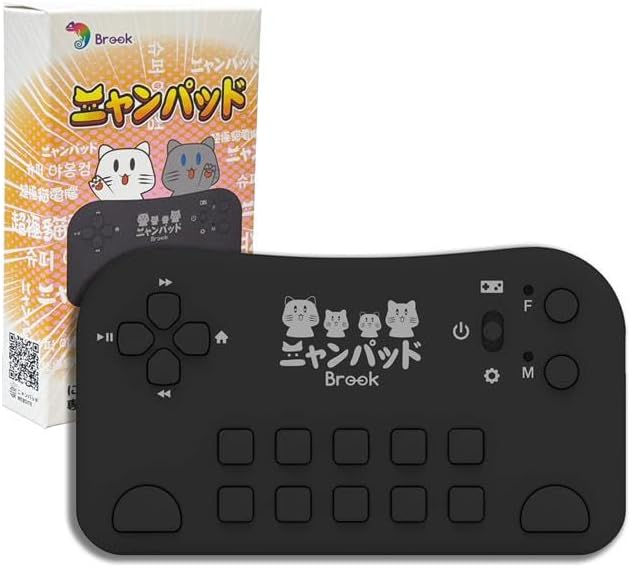 Brook Cat CPU Plus – にゃんこ大戦争 対応 Bluetooth ゲーミングコントローラー|人間工学デザイン、AI自動出撃、iOS・Android・PC・MacOS対応(ブラック)