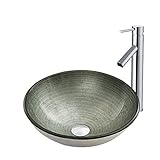 Vigo Simplyシルバーガラス容器シンクとDior蛇口with Pop Up、クロム