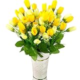ギルロイ1ブーケ15 Heads Fake Tulip Bud人工花ホームウェディングパーティー装飾 One Size イエロー SHMQ173536CK9U65234