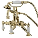 Kingston Brass CC2011T2 3-3/8-Inch to 10-Inch Adjustable Spread Deck Mount Vintage Leg Tub Filler wi