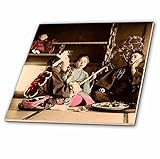 3drose Scenes from the Pastマジックランタンスライド – 3つの人形と結婚しA Man Old日本ヴィンテージマジックランタンスライド – タイル 8-Inch-Glass 