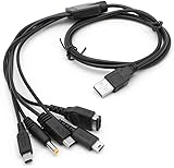 5 in 1 USB 充電ケーブル 1.2m ブラック ニンテンドー New 3DS(XL/LL), 3DS(XL/LL), 2DS, DSi(XL/LL), GBA SP, Wii U, PSP 1000/2000/3000に対応充電ケーブル 5in1 多機能充電ケーブル 急速充電 高耐久 断線防止マルチゲームUSB充電ケーブル